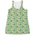 White Cactus Plant Pattern Print Women's Racerback Tank Top