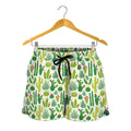 White Cactus Plant Pattern Print Women's Shorts
