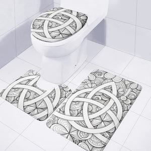 White Celtic Trinity Knot Symbol Print 3 Piece Bath Mat Set