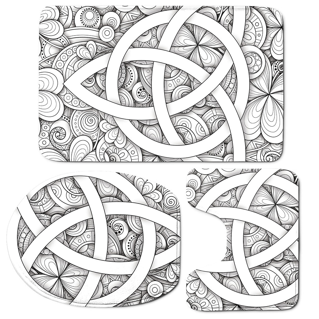 White Celtic Trinity Knot Symbol Print 3 Piece Bath Mat Set