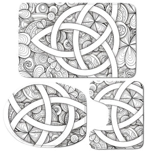 White Celtic Trinity Knot Symbol Print 3 Piece Bath Mat Set