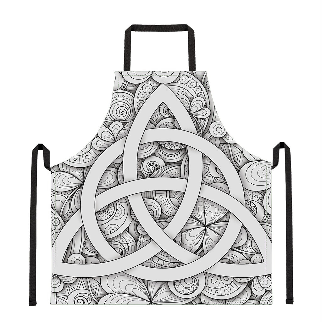 White Celtic Trinity Knot Symbol Print Apron