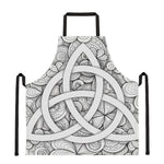 White Celtic Trinity Knot Symbol Print Apron