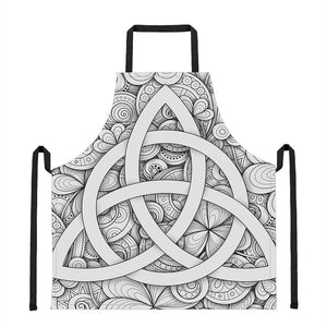 White Celtic Trinity Knot Symbol Print Apron