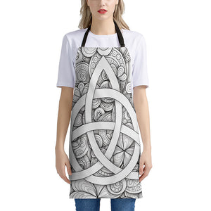 White Celtic Trinity Knot Symbol Print Apron