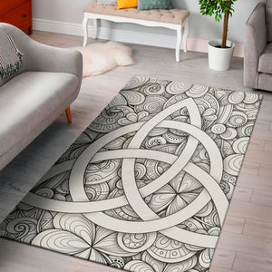 White Celtic Trinity Knot Symbol Print Area Rug