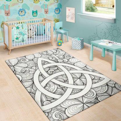 White Celtic Trinity Knot Symbol Print Area Rug