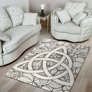 White Celtic Trinity Knot Symbol Print Area Rug