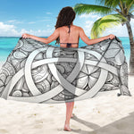 White Celtic Trinity Knot Symbol Print Beach Sarong Wrap