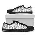 White Celtic Trinity Knot Symbol Print Black Low Top Sneakers