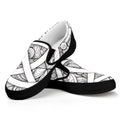 White Celtic Trinity Knot Symbol Print Black Slip On Sneakers