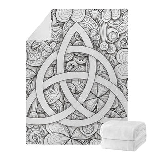 White Celtic Trinity Knot Symbol Print Blanket