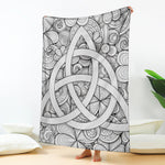 White Celtic Trinity Knot Symbol Print Blanket