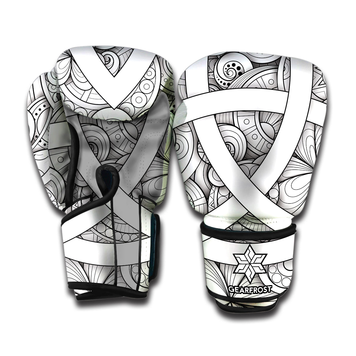 White Celtic Trinity Knot Symbol Print Boxing Gloves