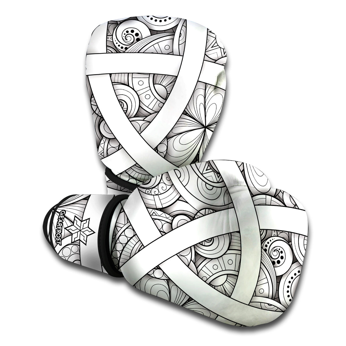 White Celtic Trinity Knot Symbol Print Boxing Gloves