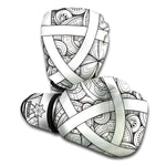 White Celtic Trinity Knot Symbol Print Boxing Gloves