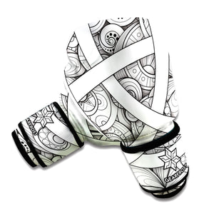 White Celtic Trinity Knot Symbol Print Boxing Gloves