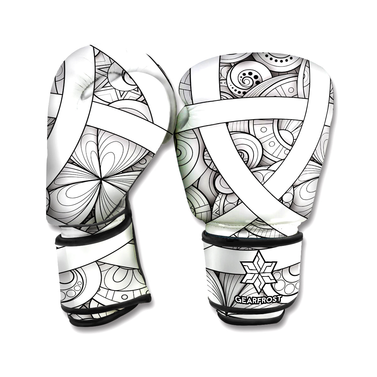 White Celtic Trinity Knot Symbol Print Boxing Gloves