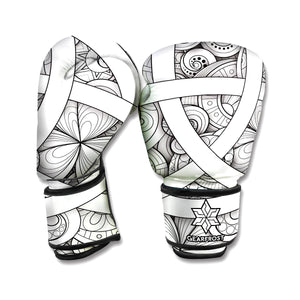 White Celtic Trinity Knot Symbol Print Boxing Gloves