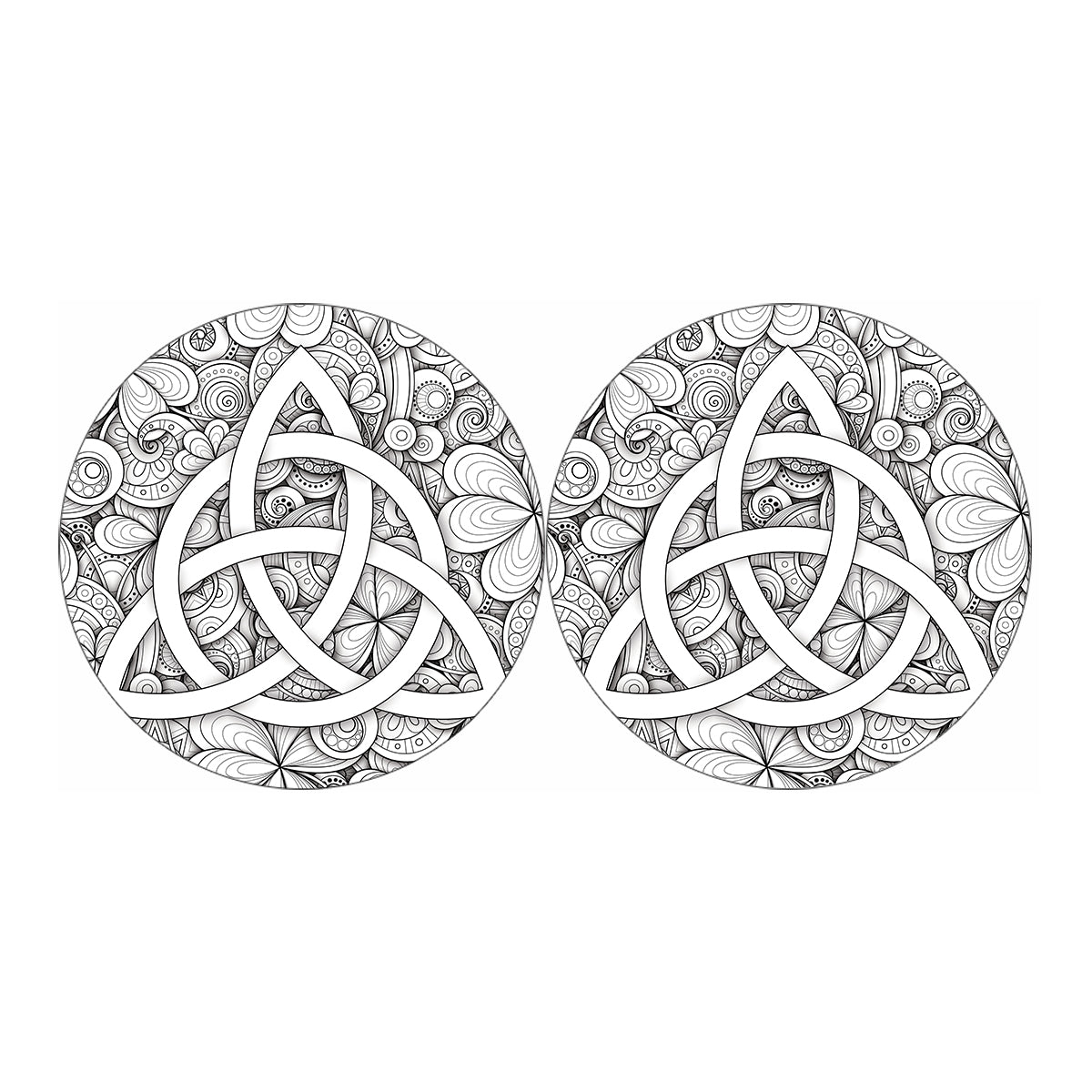 White Celtic Trinity Knot Symbol Print Car Coasters