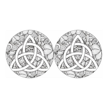 White Celtic Trinity Knot Symbol Print Car Coasters