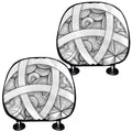 White Celtic Trinity Knot Symbol Print Car Headrest Covers