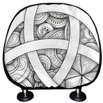 White Celtic Trinity Knot Symbol Print Car Headrest Covers