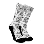 White Celtic Trinity Knot Symbol Print Crew Socks