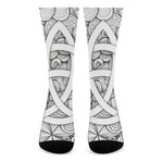 White Celtic Trinity Knot Symbol Print Crew Socks
