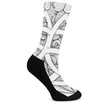 White Celtic Trinity Knot Symbol Print Crew Socks