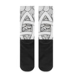 White Celtic Trinity Knot Symbol Print Crew Socks