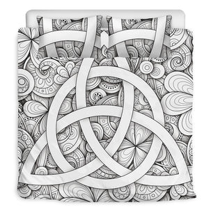 White Celtic Trinity Knot Symbol Print Duvet Cover Bedding Set