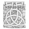 White Celtic Trinity Knot Symbol Print Duvet Cover Bedding Set