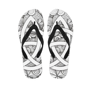 White Celtic Trinity Knot Symbol Print Flip Flops