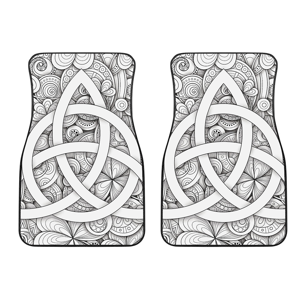 White Celtic Trinity Knot Symbol Print Front Car Floor Mats