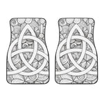 White Celtic Trinity Knot Symbol Print Front Car Floor Mats