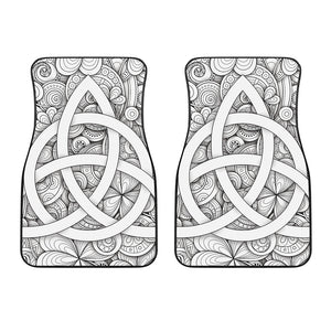 White Celtic Trinity Knot Symbol Print Front Car Floor Mats