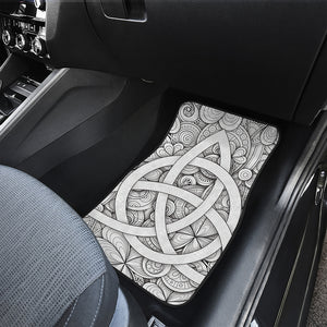 White Celtic Trinity Knot Symbol Print Front Car Floor Mats