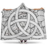 White Celtic Trinity Knot Symbol Print Hooded Blanket