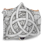 White Celtic Trinity Knot Symbol Print Hooded Blanket