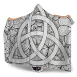 White Celtic Trinity Knot Symbol Print Hooded Blanket