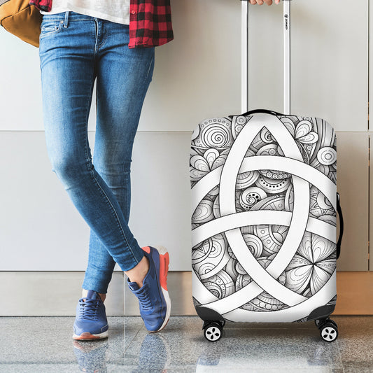 White Celtic Trinity Knot Symbol Print Luggage Cover