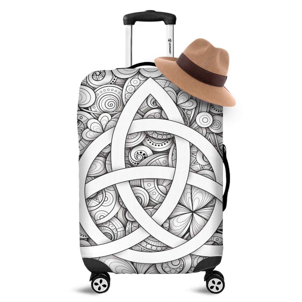 White Celtic Trinity Knot Symbol Print Luggage Cover