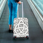 White Celtic Trinity Knot Symbol Print Luggage Cover