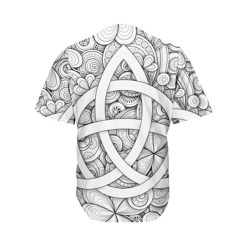 White Celtic Trinity Knot Symbol Print Men's Baseball Jersey