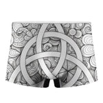 White Celtic Trinity Knot Symbol Print Men's Boxer Briefs
