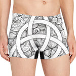 White Celtic Trinity Knot Symbol Print Men's Boxer Briefs