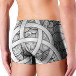 White Celtic Trinity Knot Symbol Print Men's Boxer Briefs