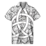 White Celtic Trinity Knot Symbol Print Men's Short Sleeve Shirt