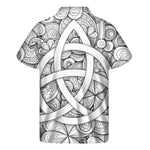 White Celtic Trinity Knot Symbol Print Men's Short Sleeve Shirt